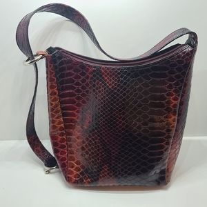 Authentic Danier Red Wine Snake Purse With Adjustable Strap
